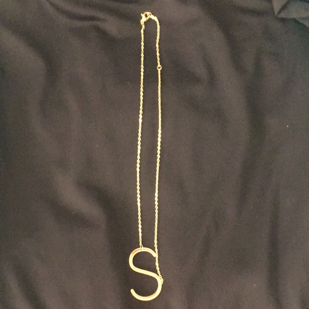 Brand New S monogram rhod plated gold necklace